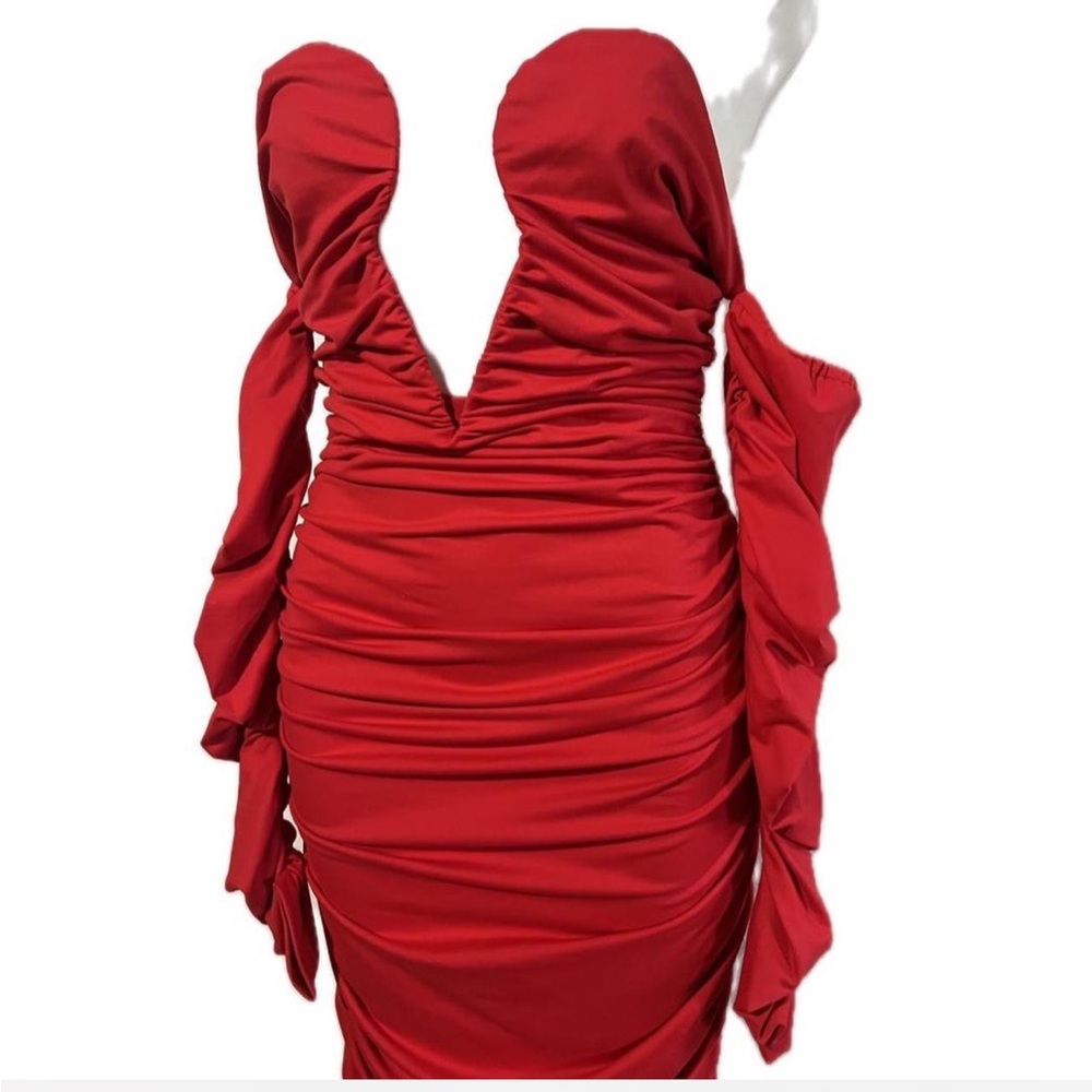 Elegant Red Women's Dress M/L - Picture 6 of 14